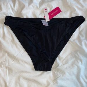 Xhiliration Black Ribbed Bathing Suit Bottom / Size Large / Brand new with tags!